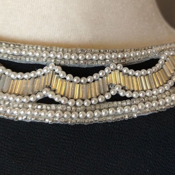 VTG Julian Wilder 2 Pc Black Skirt Suit Women's 10 Beaded Collar Crystal Button - Picture 9 of 13